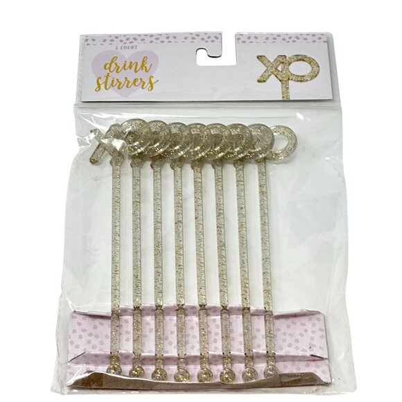 Set of 2 XO Glitter Drink Stirrers Valentine Cocktail Swizzle Sticks Barware - Picture 8 of 14
